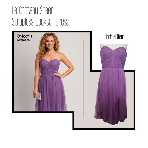 👗 Le Château Sheer Strapless Cocktail Dress 💜Size XS $15 OFF + Free Gift - Picture 1 of 14